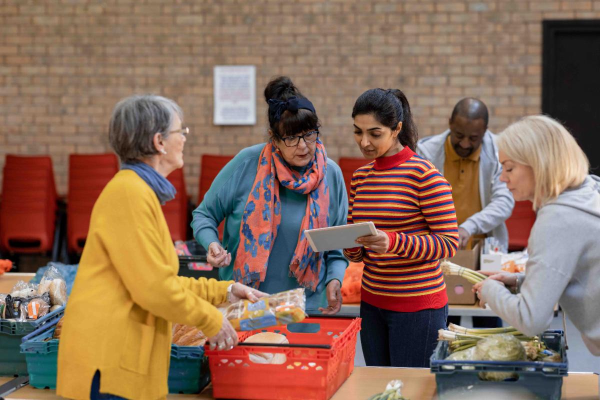 Women at a food bank